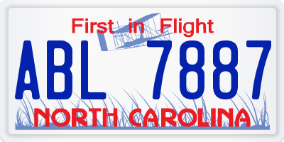 NC license plate ABL7887