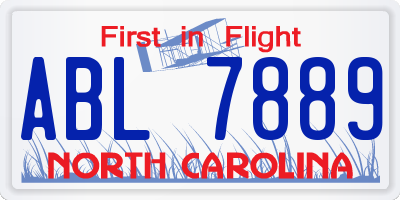 NC license plate ABL7889