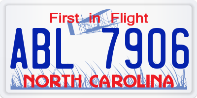 NC license plate ABL7906
