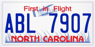 NC license plate ABL7907