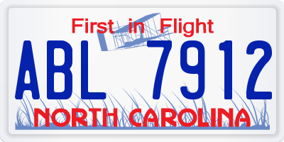 NC license plate ABL7912