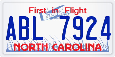 NC license plate ABL7924