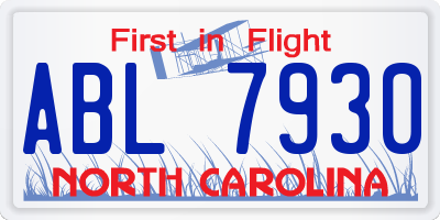 NC license plate ABL7930