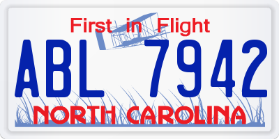 NC license plate ABL7942