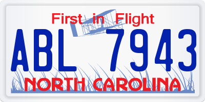 NC license plate ABL7943