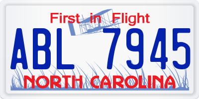 NC license plate ABL7945