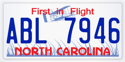 NC license plate ABL7946