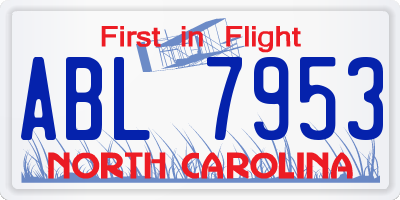 NC license plate ABL7953