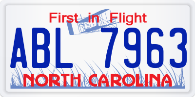NC license plate ABL7963