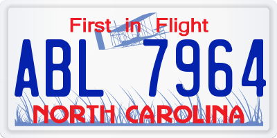 NC license plate ABL7964
