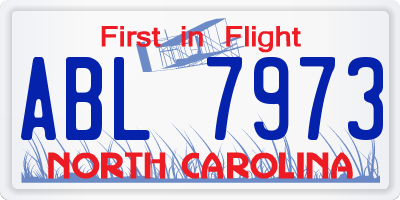 NC license plate ABL7973