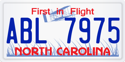 NC license plate ABL7975