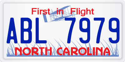 NC license plate ABL7979