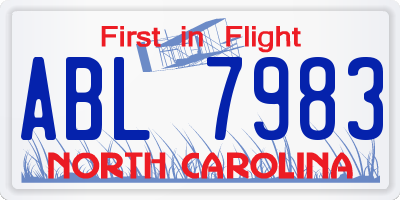 NC license plate ABL7983