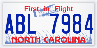 NC license plate ABL7984