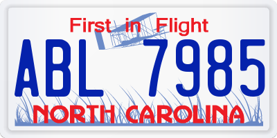 NC license plate ABL7985