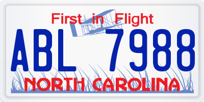 NC license plate ABL7988