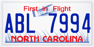 NC license plate ABL7994