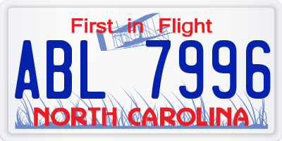 NC license plate ABL7996
