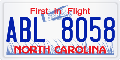 NC license plate ABL8058
