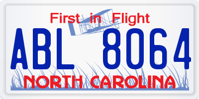 NC license plate ABL8064