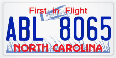 NC license plate ABL8065