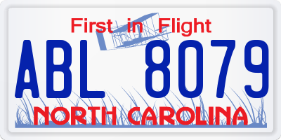 NC license plate ABL8079