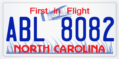 NC license plate ABL8082