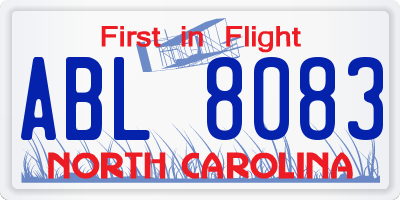 NC license plate ABL8083
