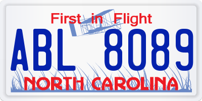 NC license plate ABL8089