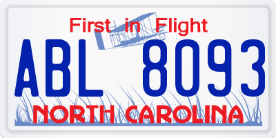 NC license plate ABL8093