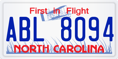NC license plate ABL8094