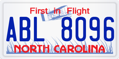 NC license plate ABL8096