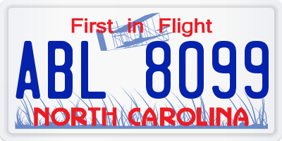 NC license plate ABL8099