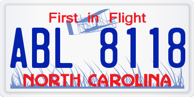 NC license plate ABL8118