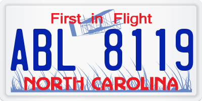 NC license plate ABL8119