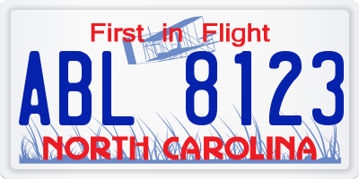 NC license plate ABL8123