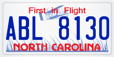 NC license plate ABL8130