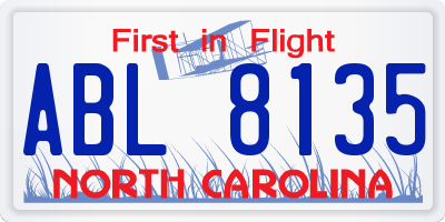 NC license plate ABL8135