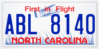 NC license plate ABL8140