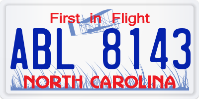 NC license plate ABL8143