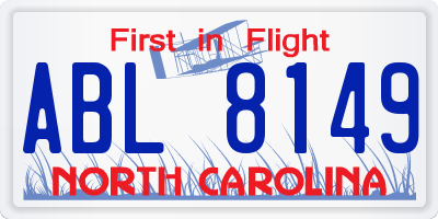 NC license plate ABL8149