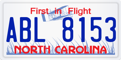 NC license plate ABL8153