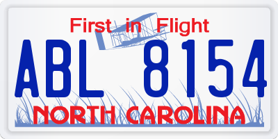 NC license plate ABL8154