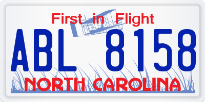 NC license plate ABL8158