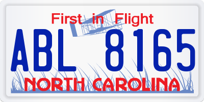 NC license plate ABL8165