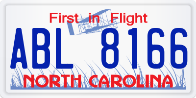 NC license plate ABL8166
