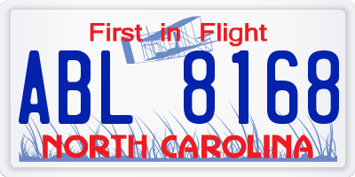 NC license plate ABL8168