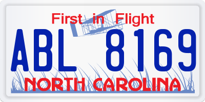 NC license plate ABL8169