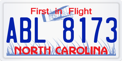 NC license plate ABL8173